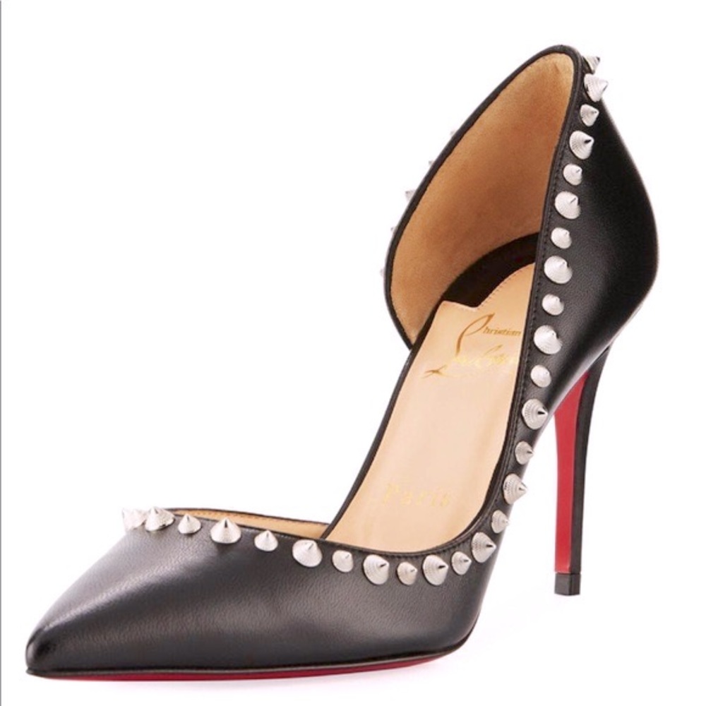 Authentic Christian Louboutin Irishell D’Orsay Pumps 85mm Black Spikes 38.5.